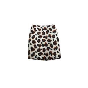 Talbots 12P White Multicolor Animal Print Woven Straight Office Fun Cotton Skirt